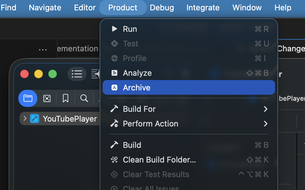 패키지 생성을 위해 Archaiving에 들어가는 방법