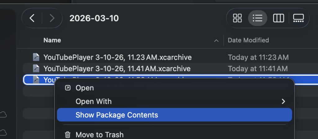생생된 패키지의 내용을 확인합니다.