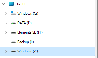생성된 Z 드라이브에 대체된 경로가 매핑되어있습니다.