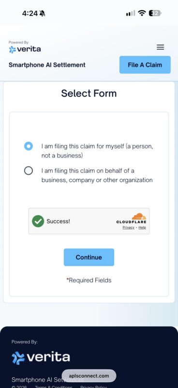 Selecting an individual claim for yourself.